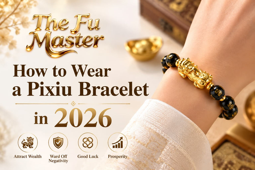 Pixiu bracelet wearing guide for left wrist direction and 2026 Fire Horse year by TheFuMaster