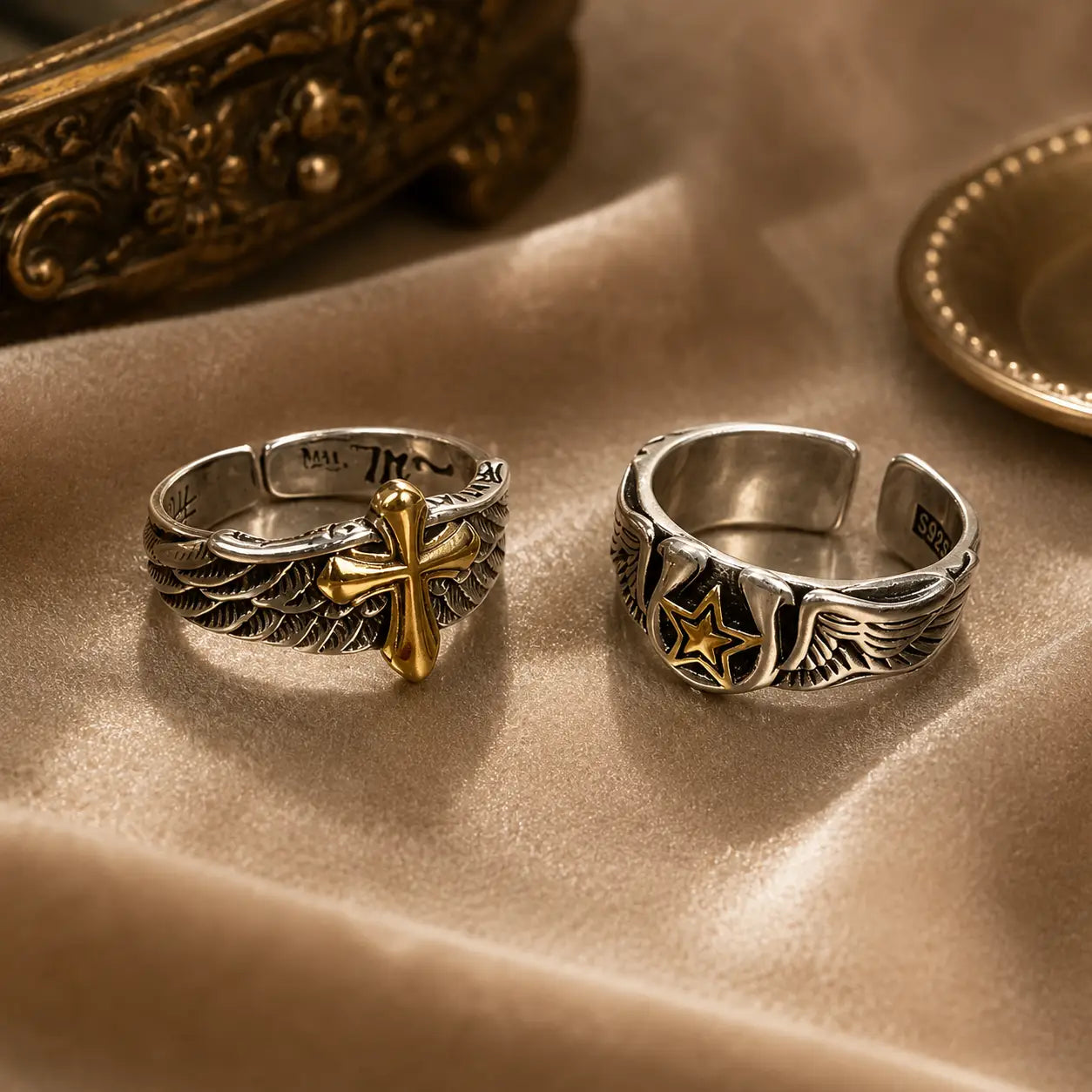 Cross Star Wing Ring Set