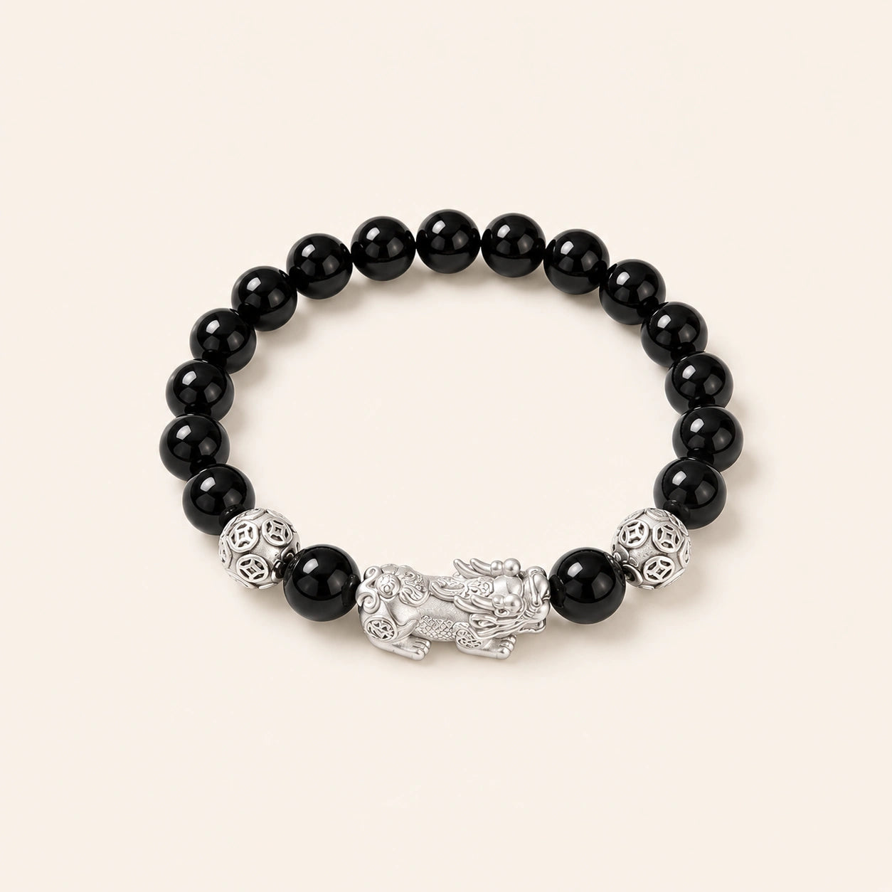Pixiu Wealth Obsidian Bead Bracelet