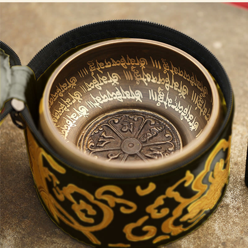 Tibetan Sacred Bronze Meditation Sound Bowl Set