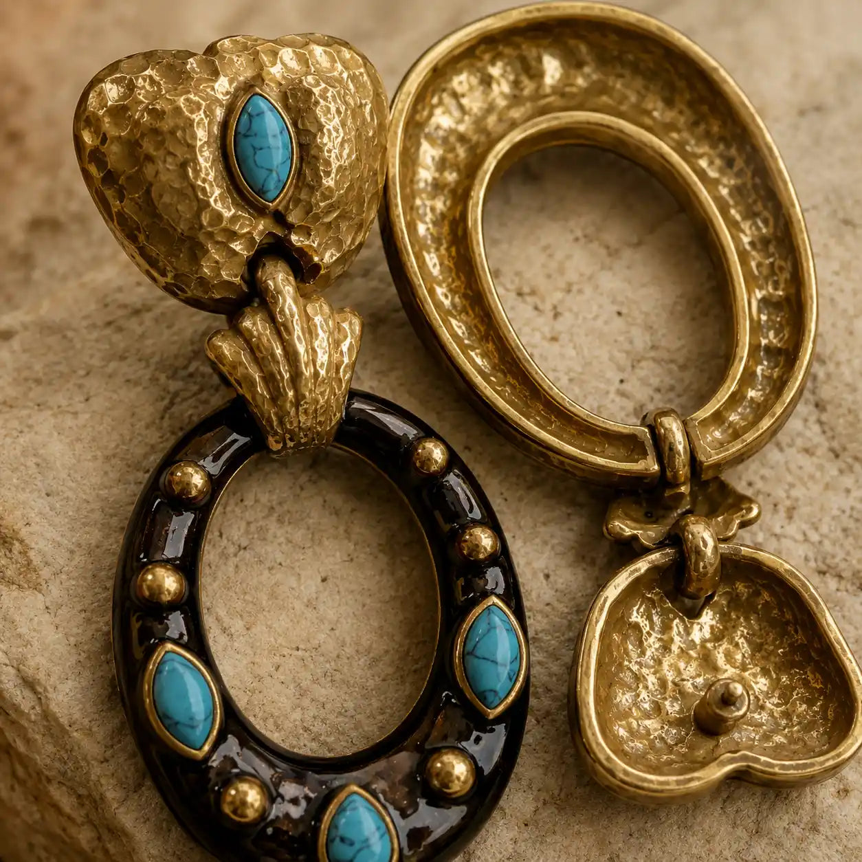 Vintage Calm Turquoise Hoop Earrings