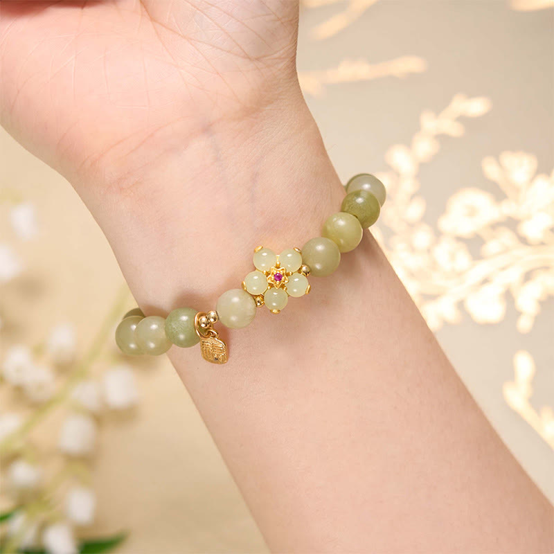 Peace & Blooming Joy Green Jade Alignment Bracelet
