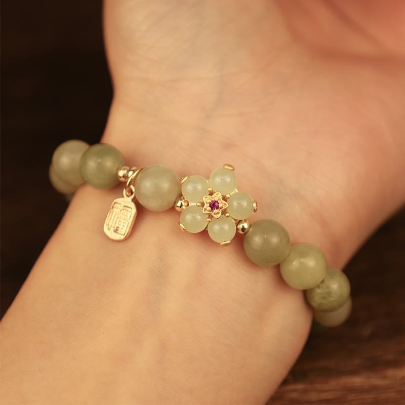 Peace & Blooming Joy Green Jade Alignment Bracelet