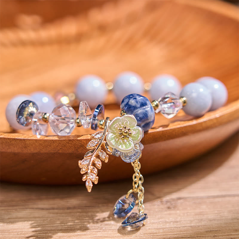 The Azure Equilibrium Blue Crystal Flower Bracelet