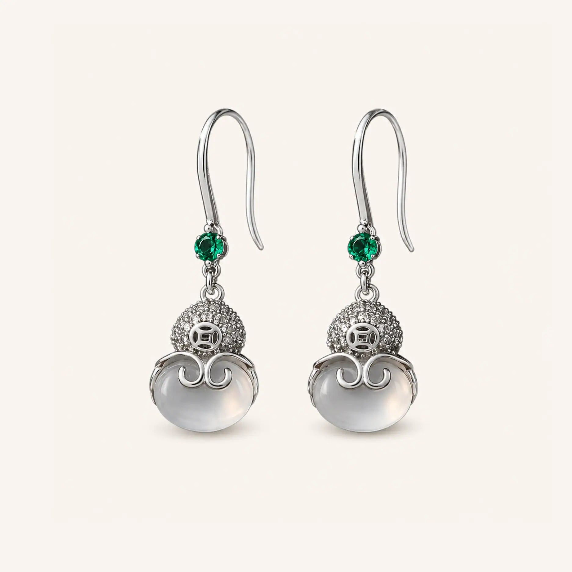 Chalcedony Gourd Drop Earrings