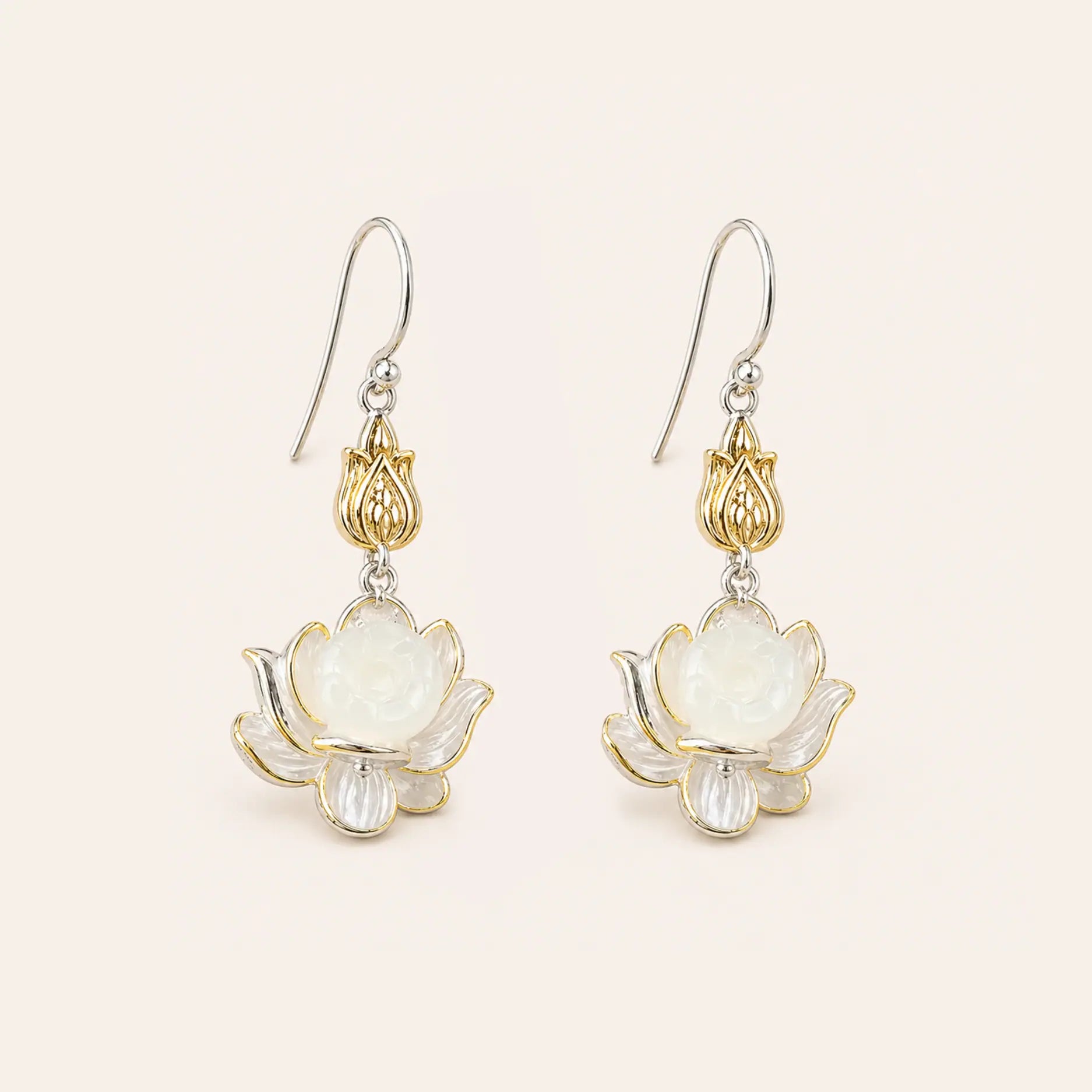 Lotus Silver Drop Earrings