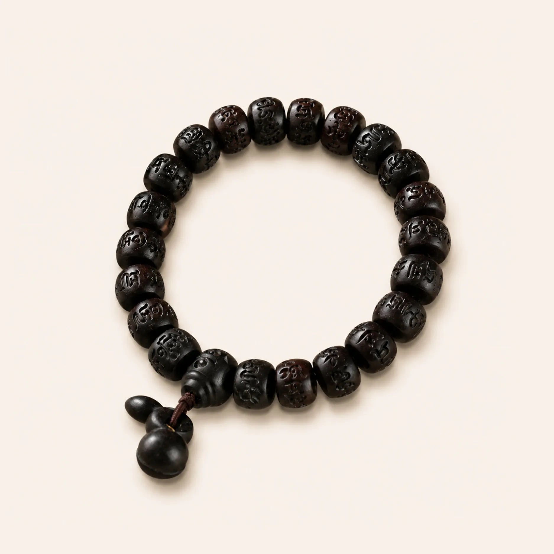 Jujube Wood Carved Symbol Bracelet