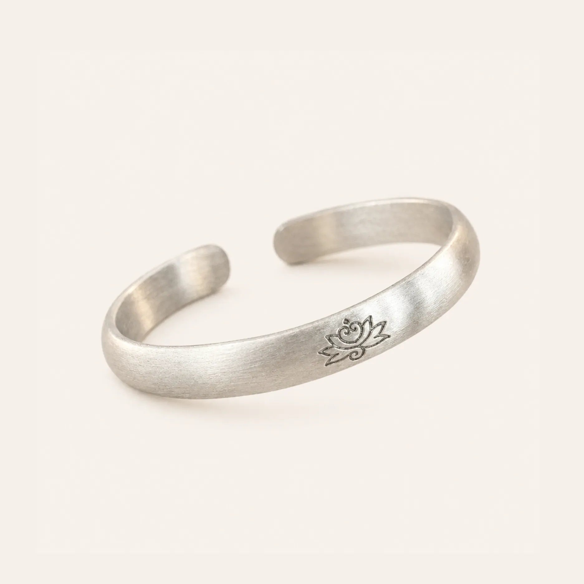 Lotus Classical Text Silver Cuff