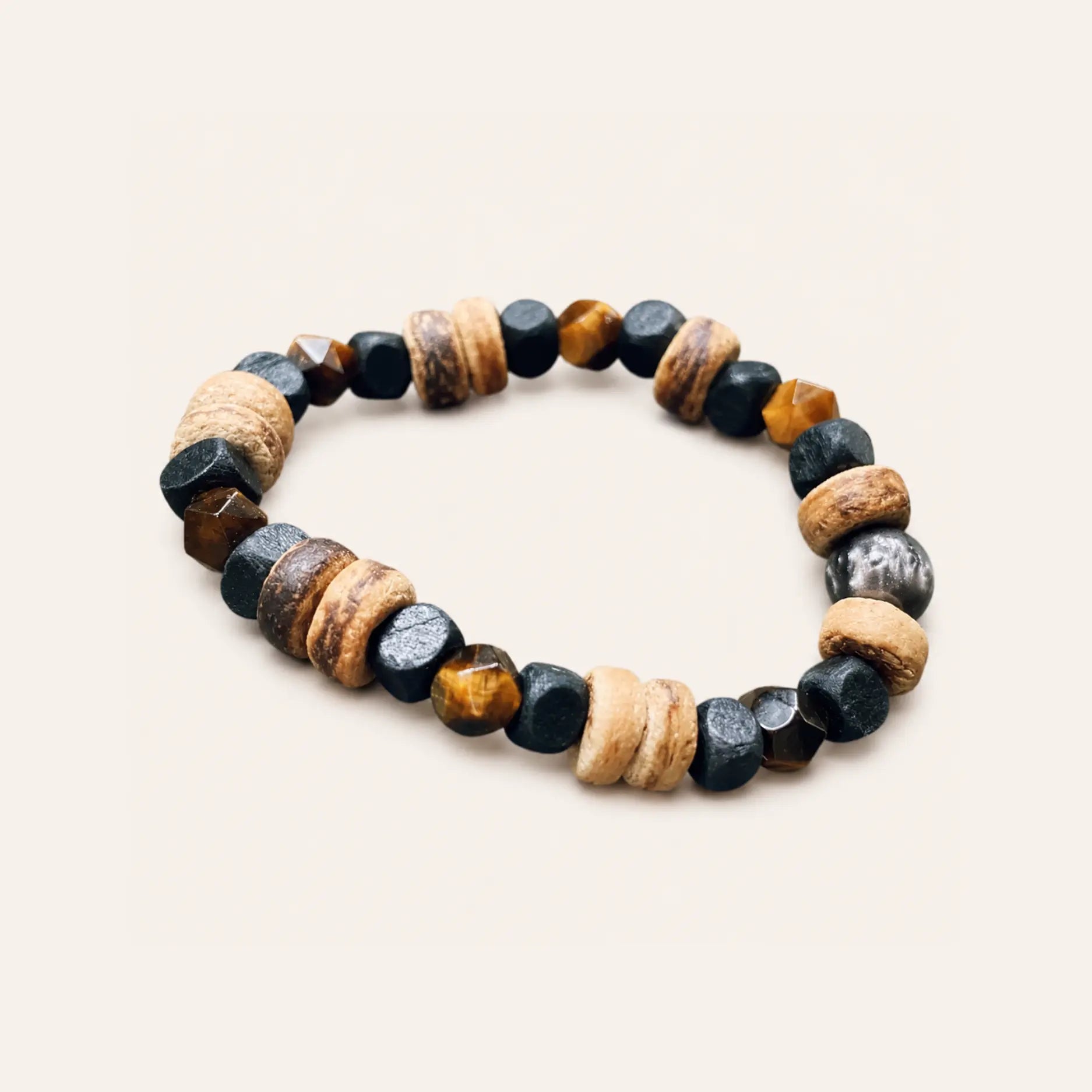Brown Eye Wood Stone Protection Bracelet
