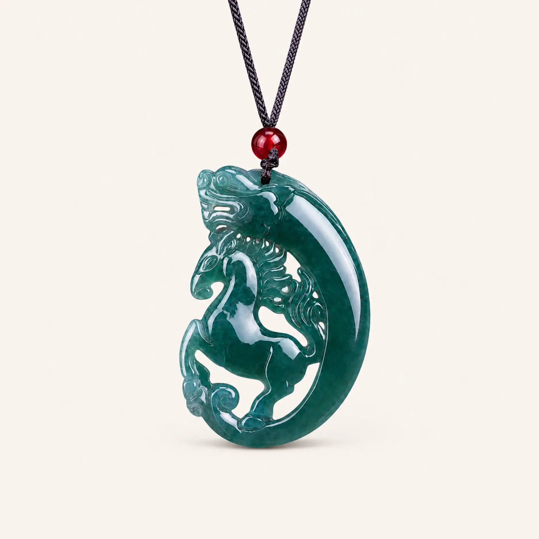 Blue Jade Horse Zodiac Pendant