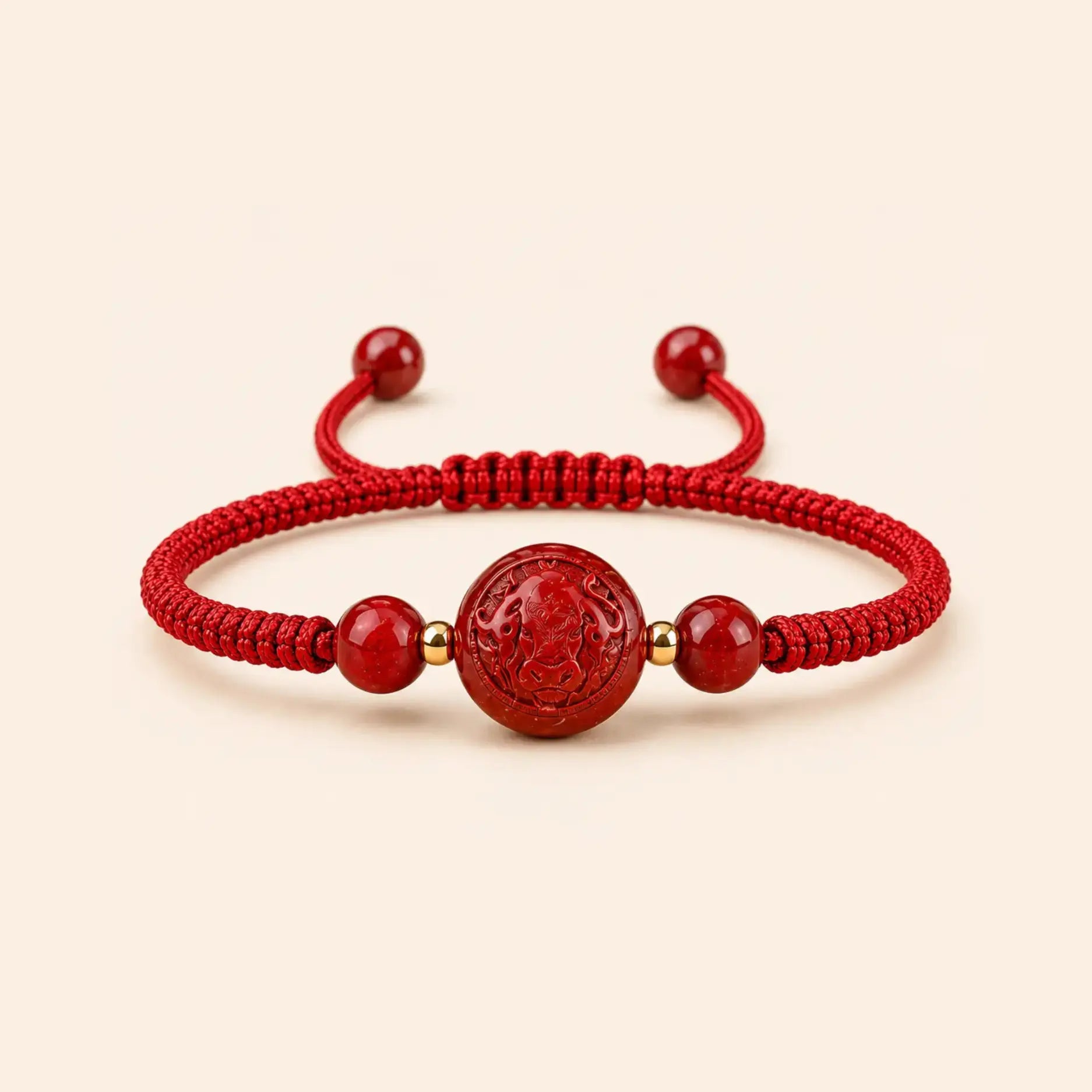 Vermilion Ox Red String Bracelet