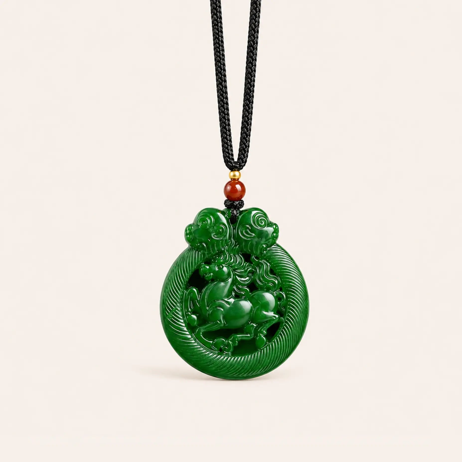 Green Jade Horse Pendant Necklace
