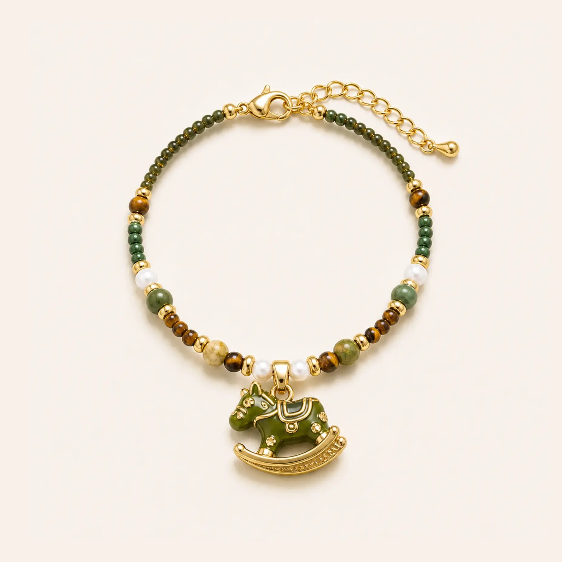 Enamel Horse Pearl Bracelet