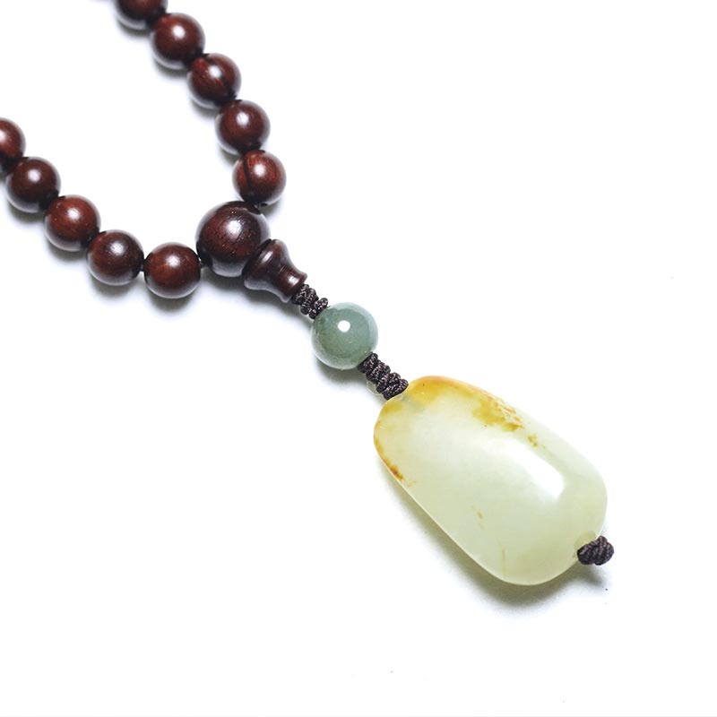 Tibetan Small Leaf Red Sandalwood Jade Mala