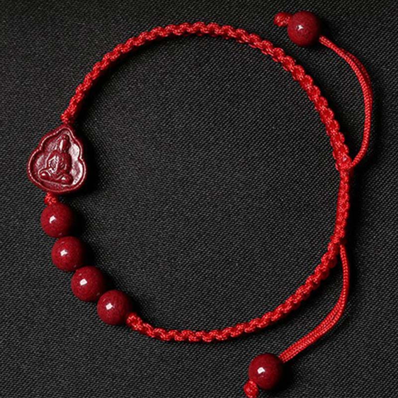 Crafted with traditional red cord and natural cinnabar Maitreya pendant with beads, this bracelet symbolizes joy, prosperity, and peace. As a symbol of auspicious tolerance, Maitreya is a lucky guardian for zodiac years or daily wear, adding warmth and blessings to life.