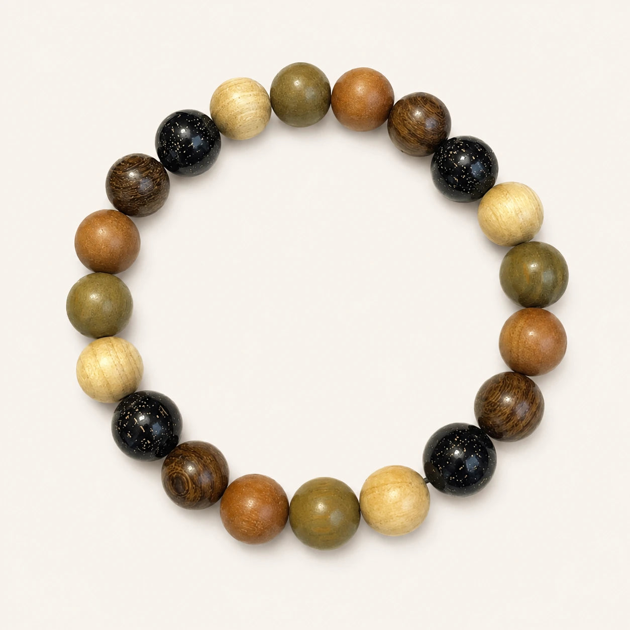Mixed Wood Fu Bead Bracelet