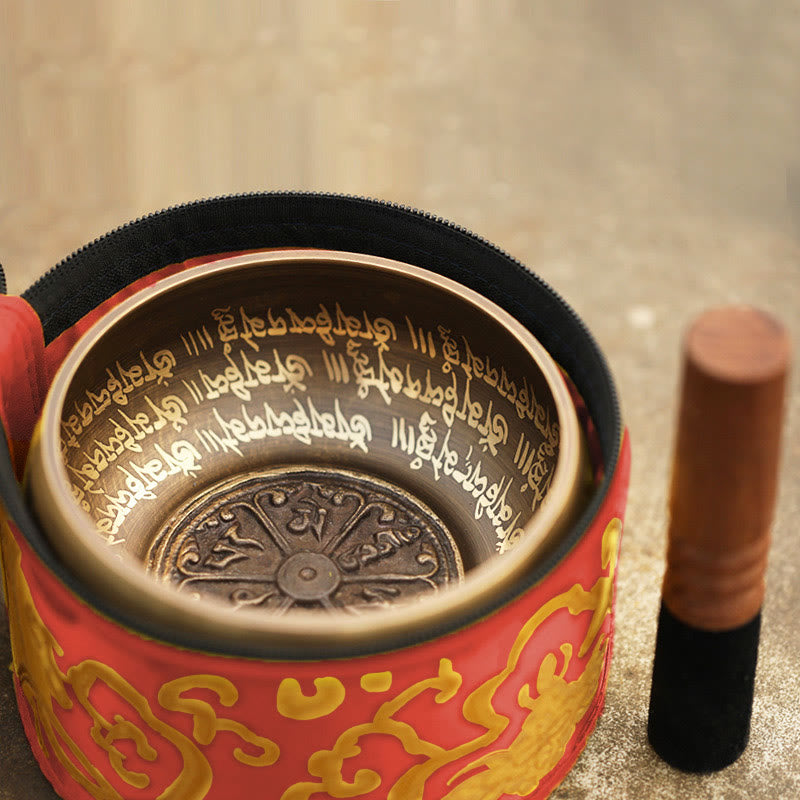 Tibetan Sacred Bronze Meditation Sound Bowl Set