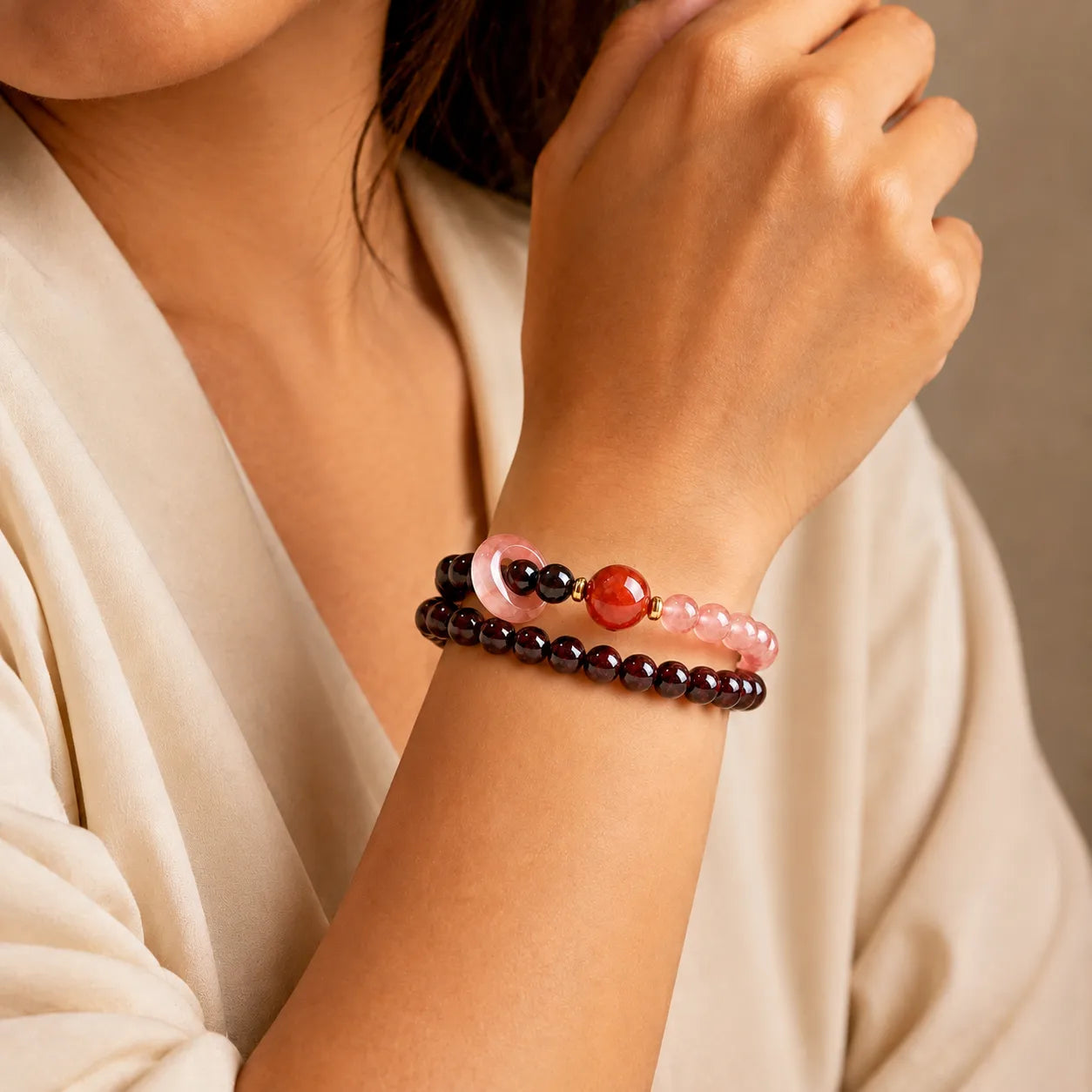 Joyful Fortune Sandalwood Agate Bracelet