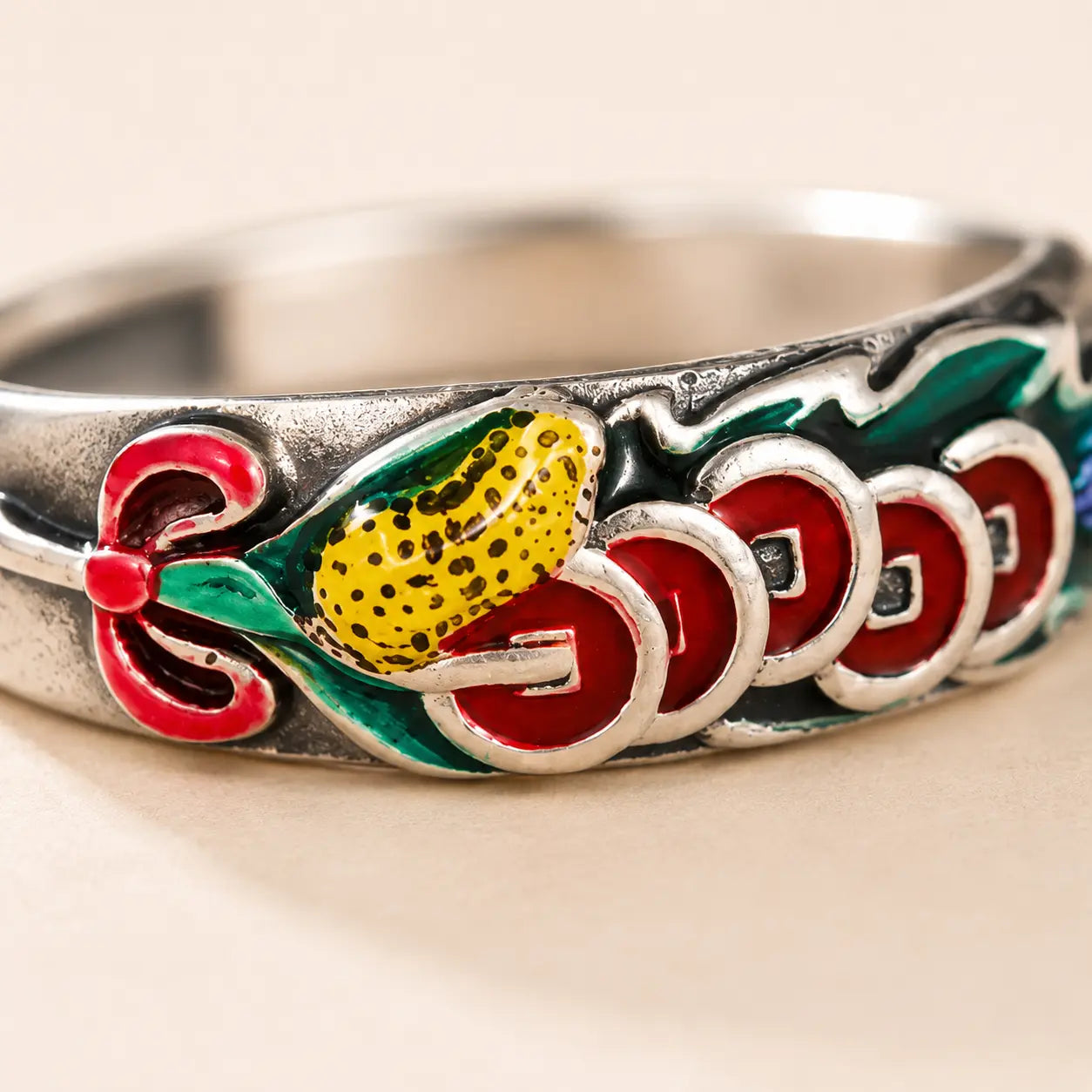 Five Emperor Coin Enamel Ring