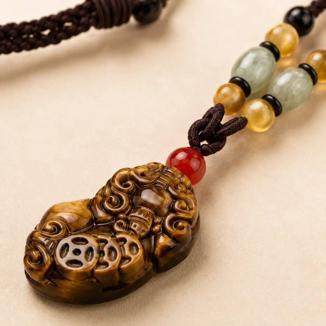 Tiger Eye Pixiu Pendant Necklace