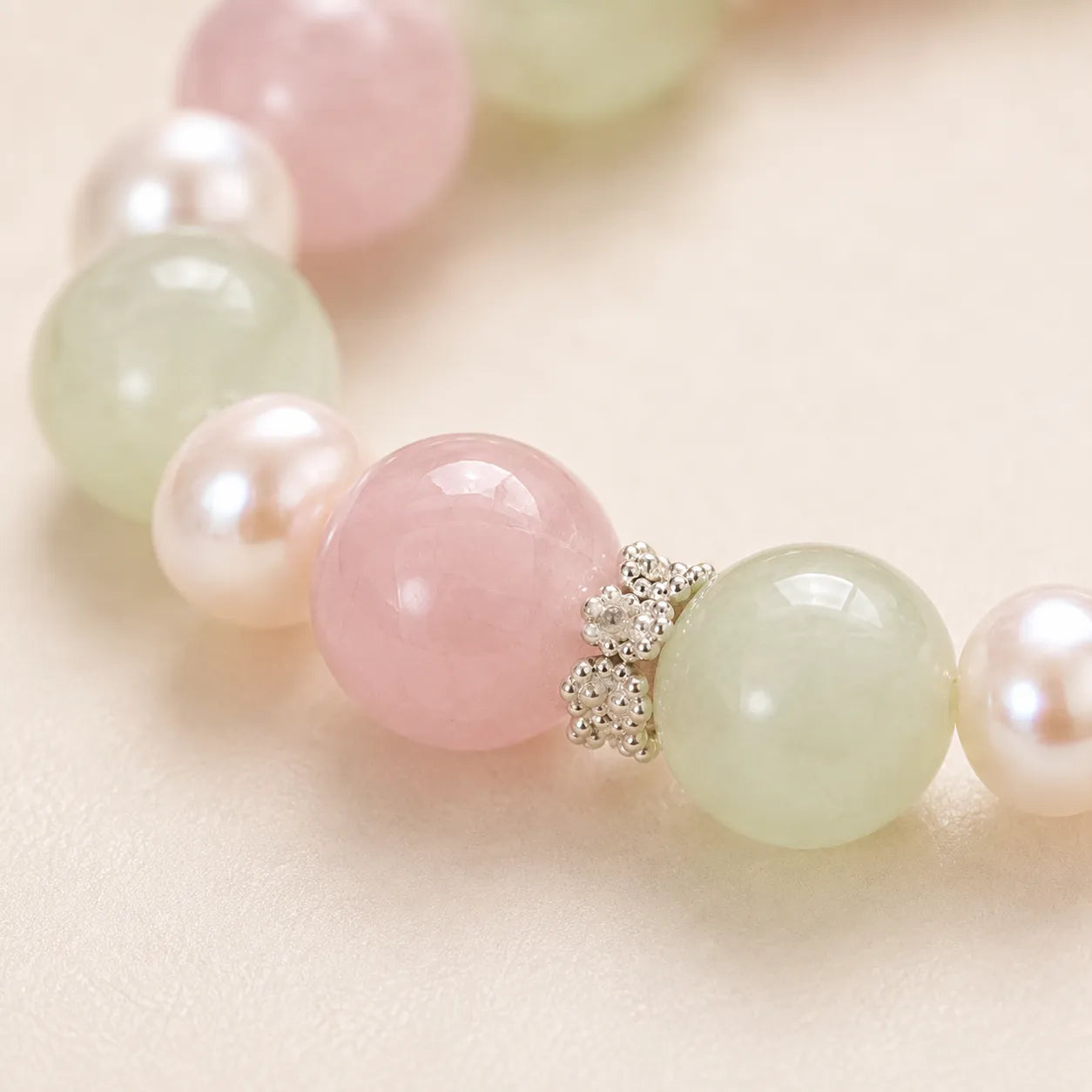 Jasmine Rose Quartz Prehnite Bracelet