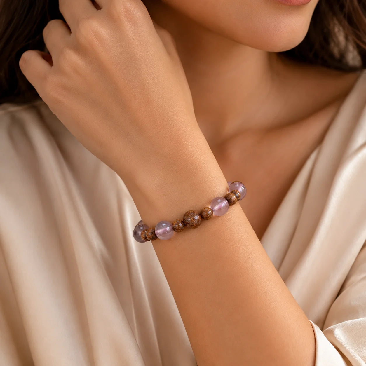 Smoky Agate Sandalwood Bracelet