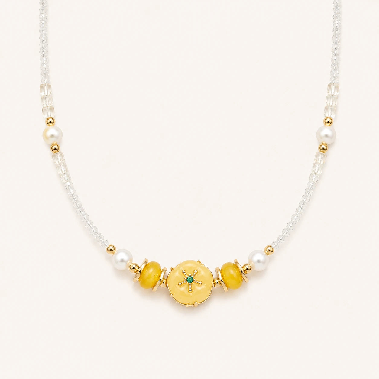 Amber Pearl Bead Necklace