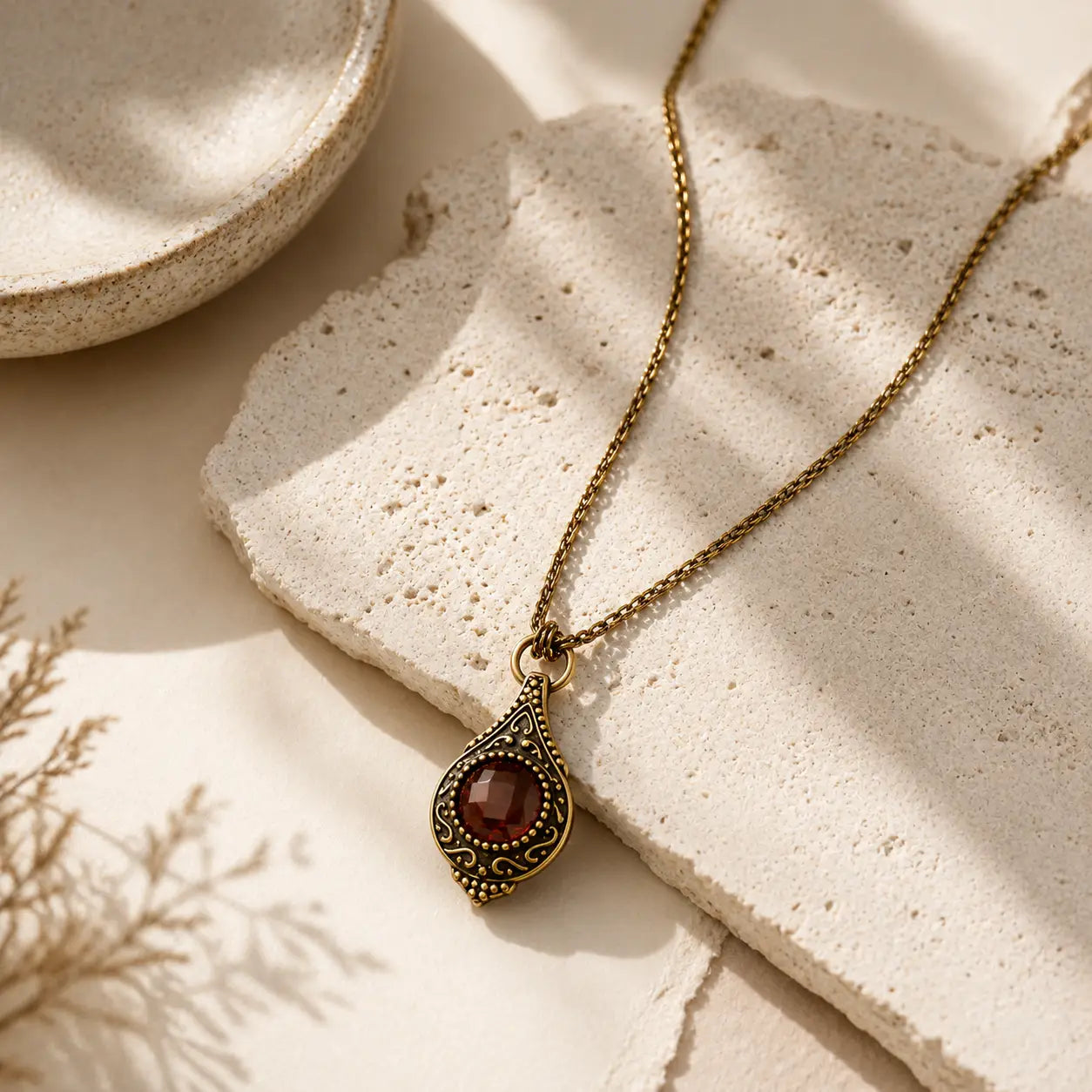 Crimson Tear Vintage Necklace