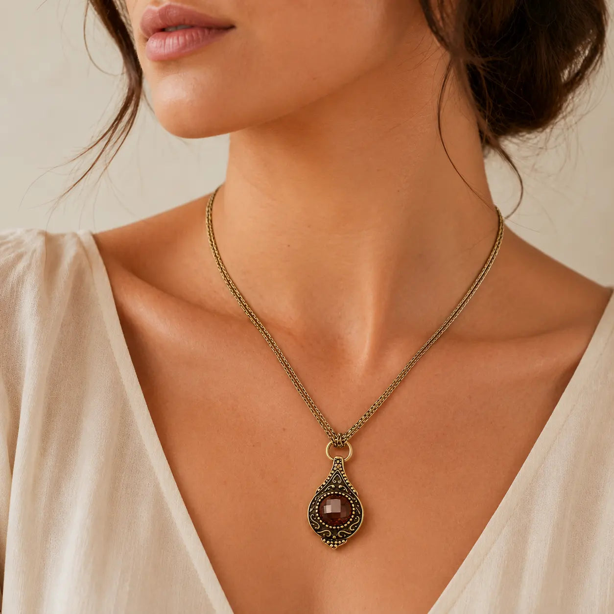 Crimson Tear Vintage Necklace