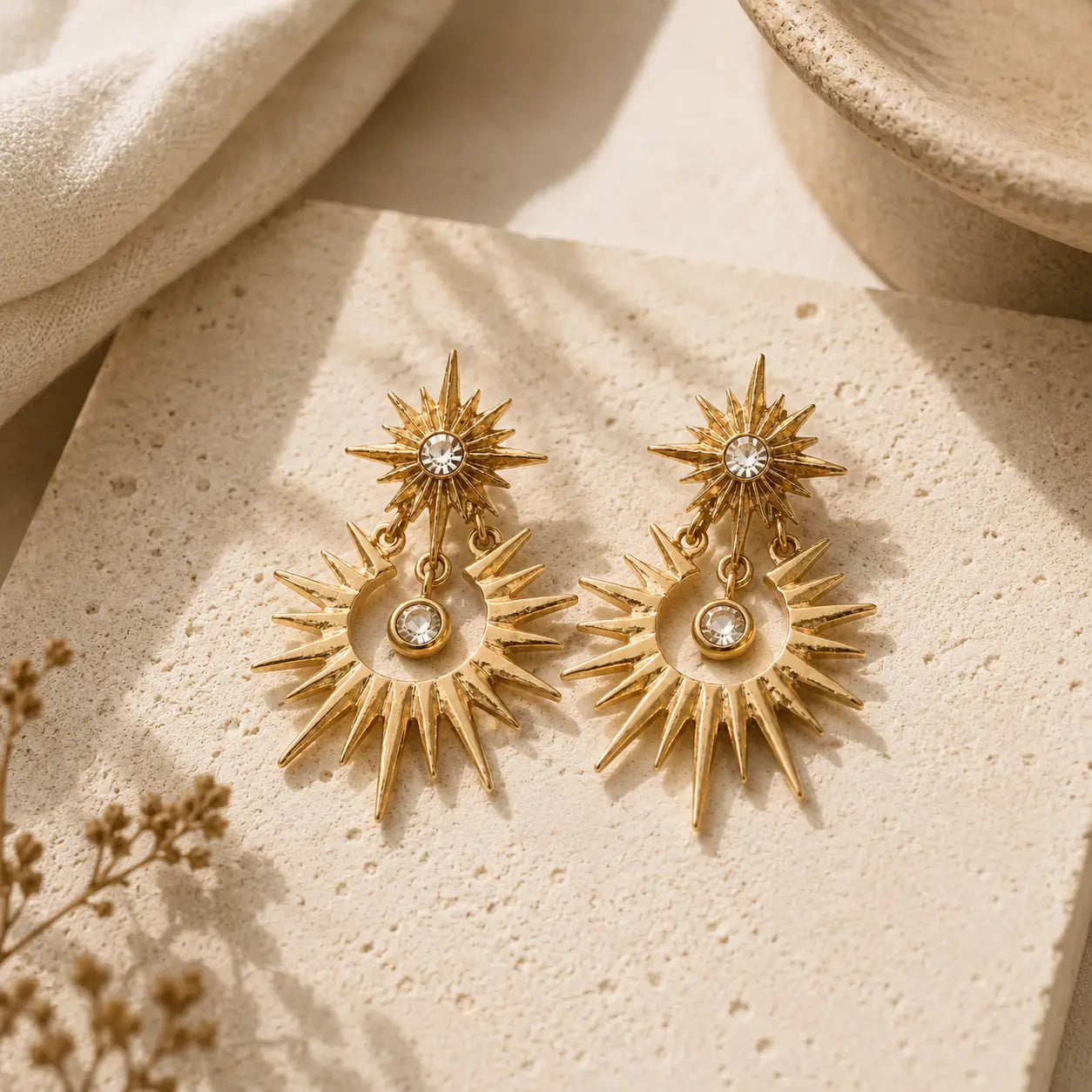 Vintage Starburst Zircon Earrings