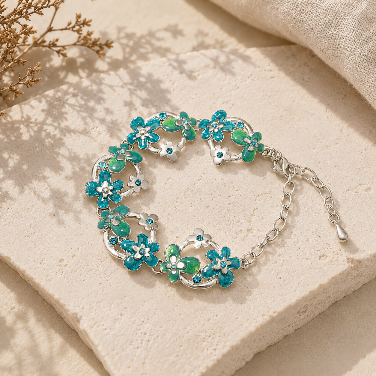 Vintage Green Flower Bracelet