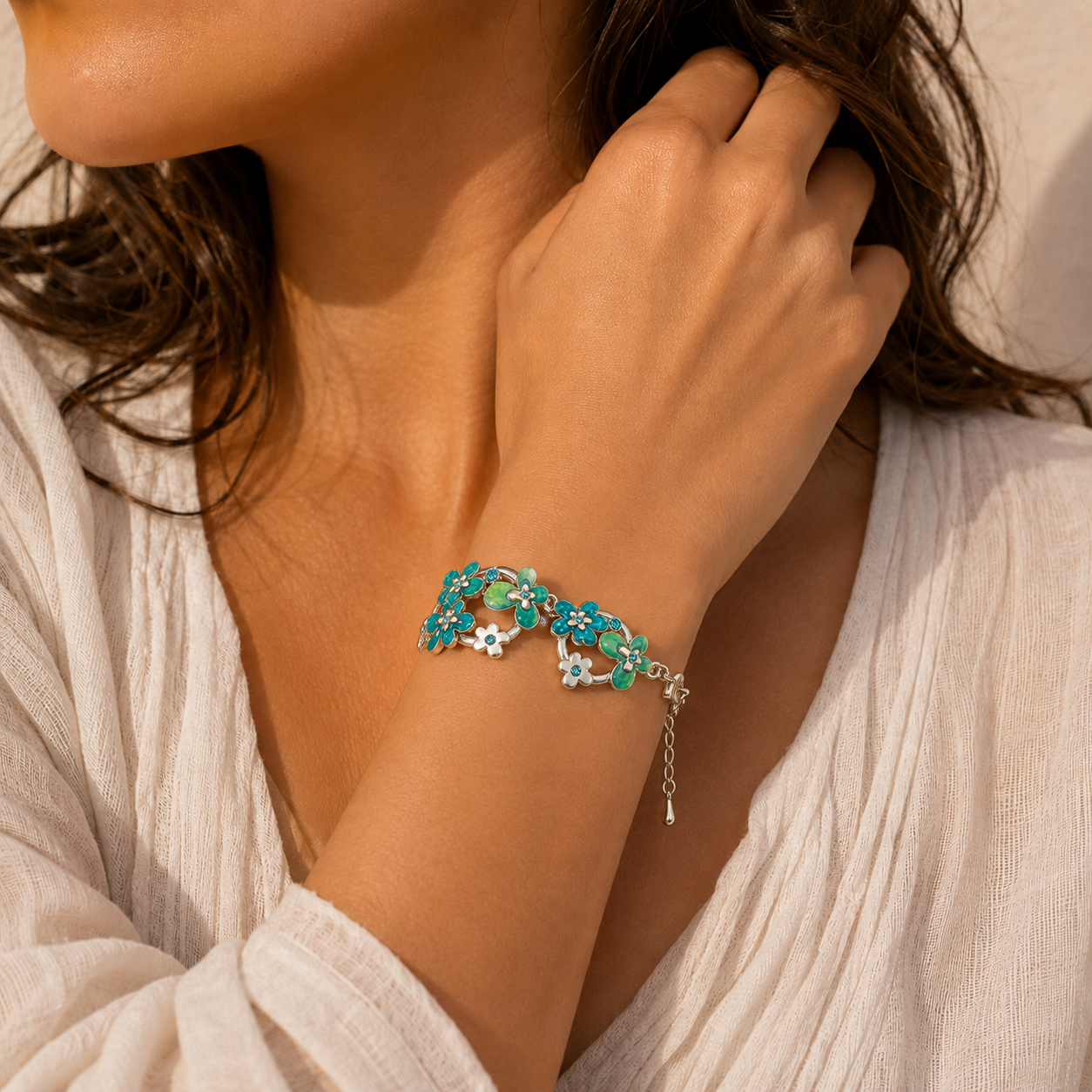Vintage Green Flower Bracelet