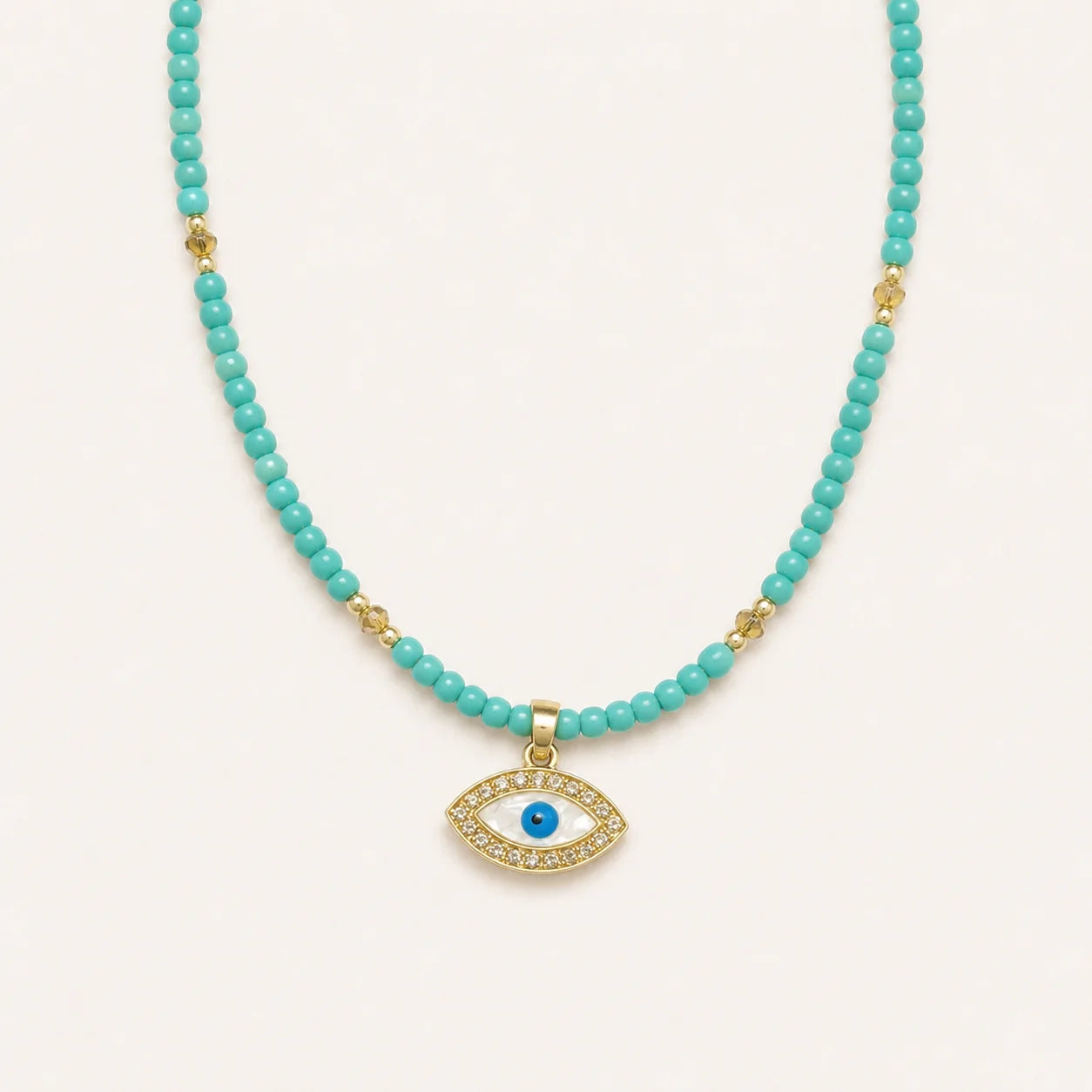 Green Agate Evil Eye Necklace