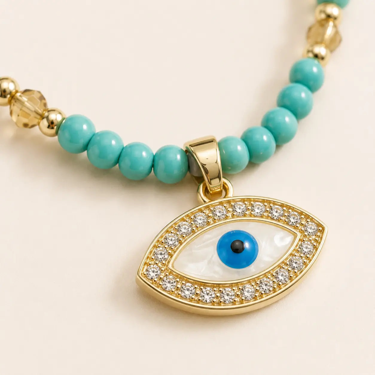 Green Agate Evil Eye Necklace