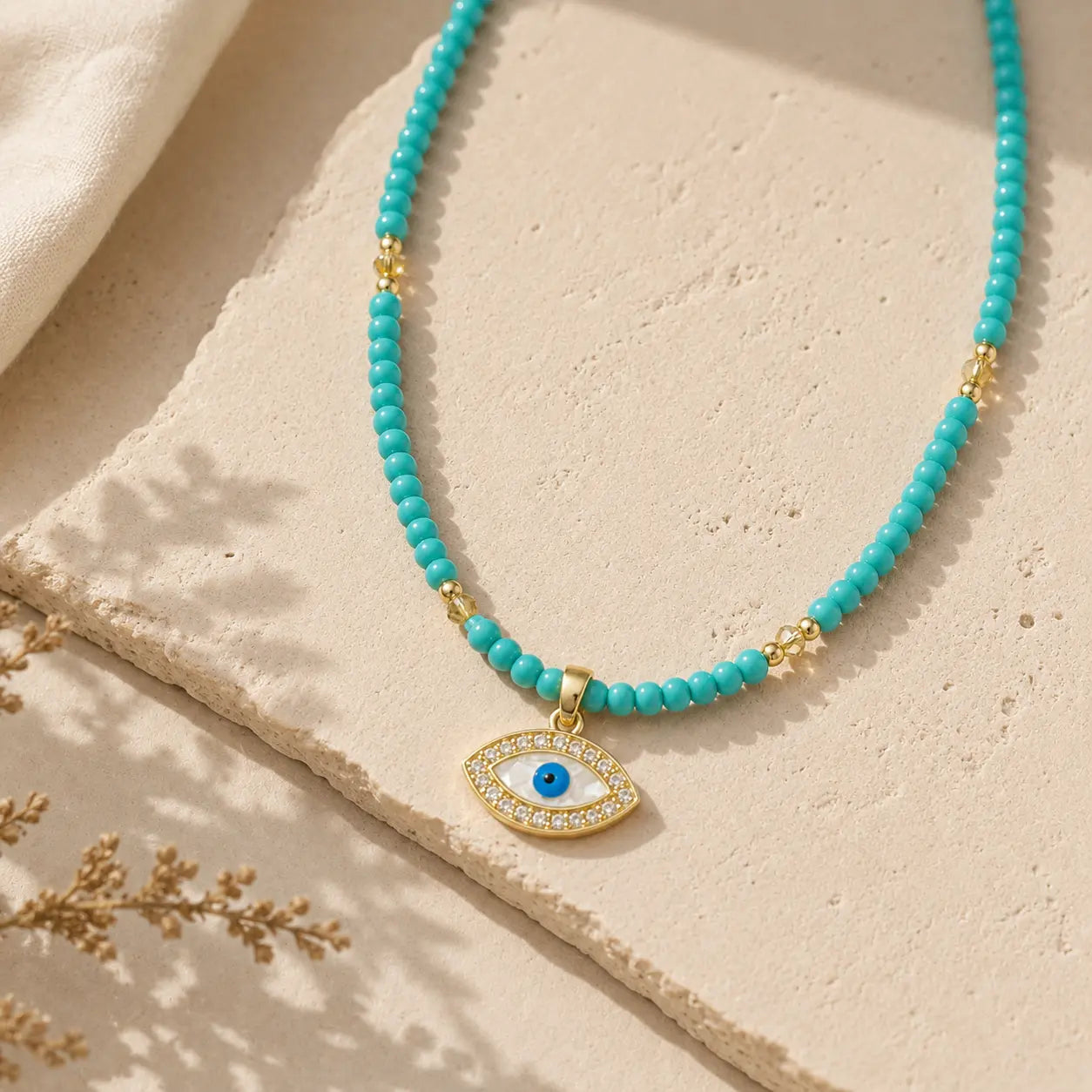 Green Agate Evil Eye Necklace