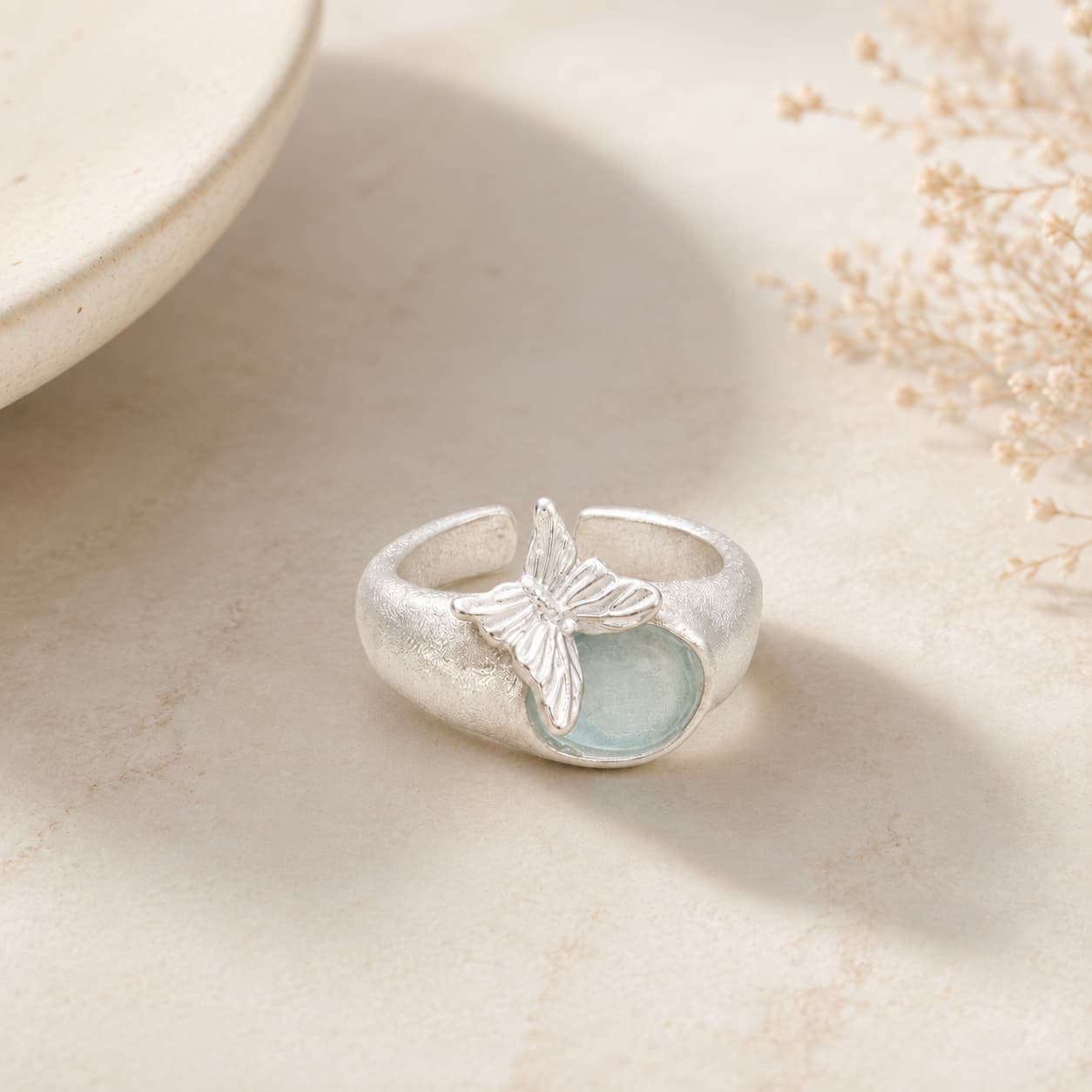 Vintage Butterfly Moon Ring