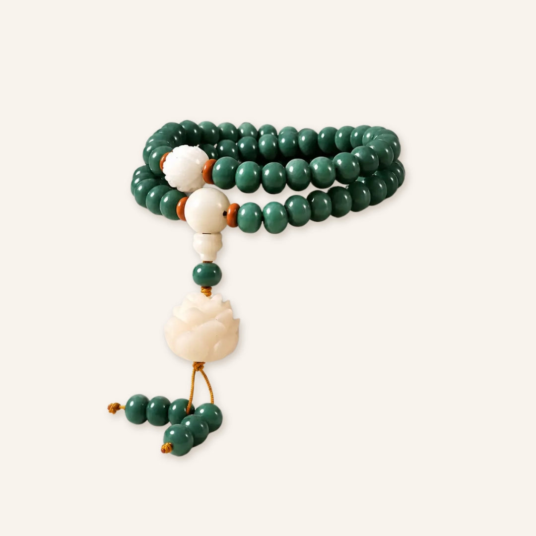 Green Bodhi Root Double Circle Bracelet with bodhi