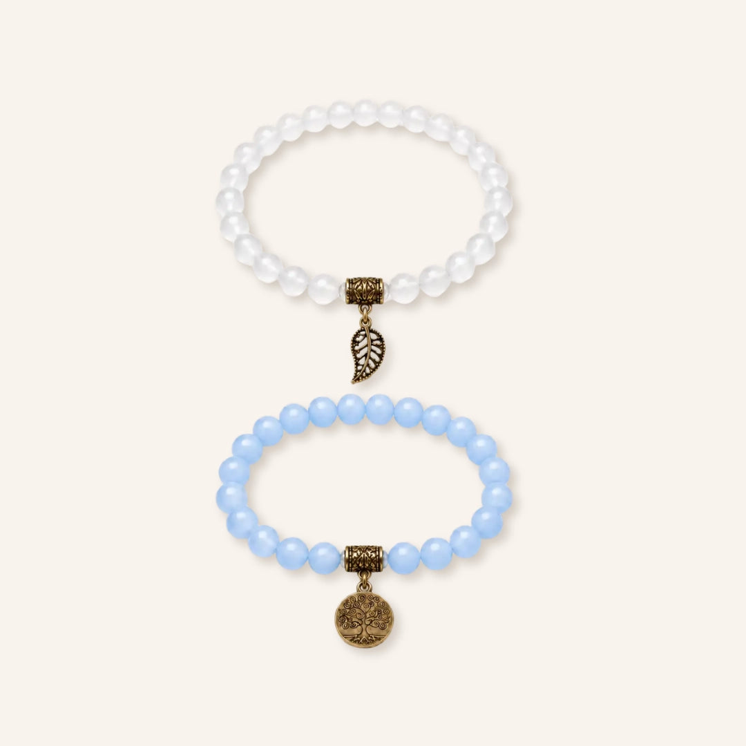 Deep Roots Blue Crystal Tree of Life Bracelet Set