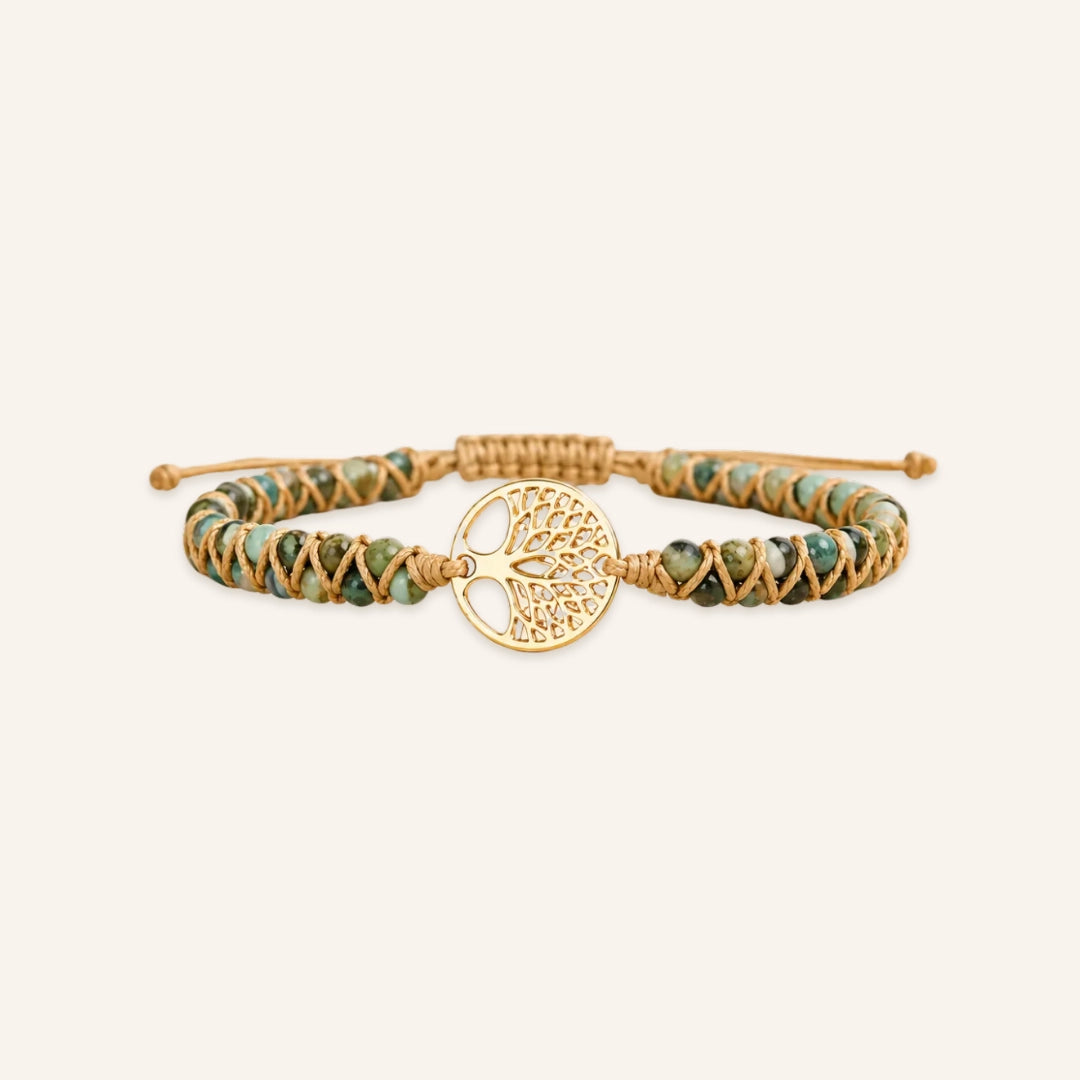 Tree of Life Jasper Woven Bracelet with jasper and tree of life