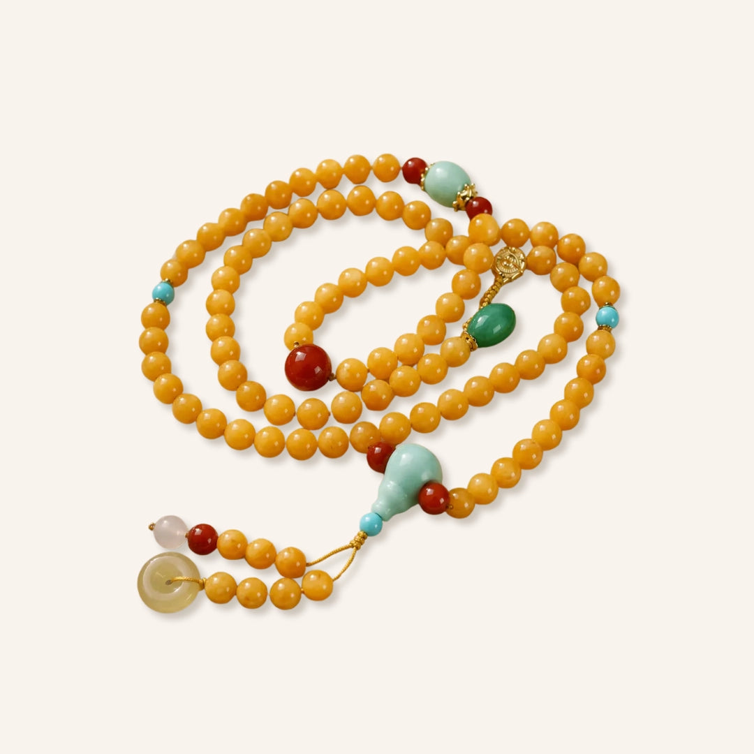 Golden Warmth Amber 108 Wrist Mala