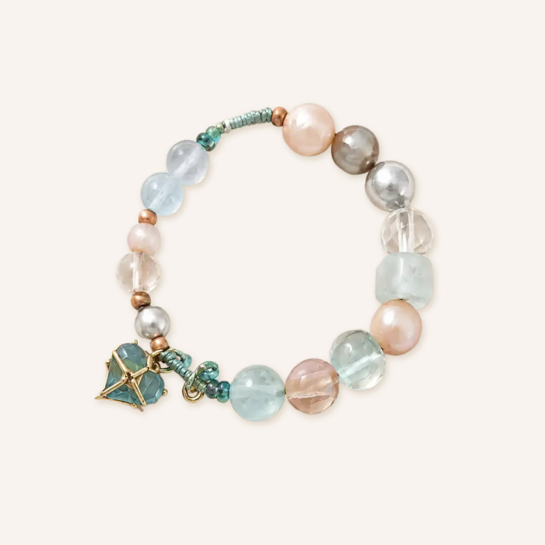 Mint green lock bead bracelet by TheFuMaster