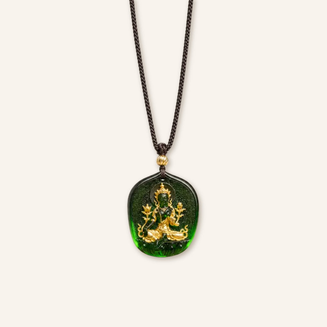 Steady Growth Green Glaze Compassion Pendant
