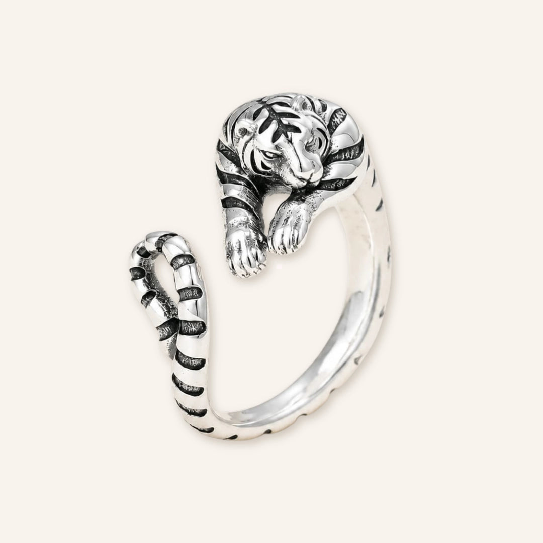 Silver zodiac tiger adjustable ring by TheFuMaster