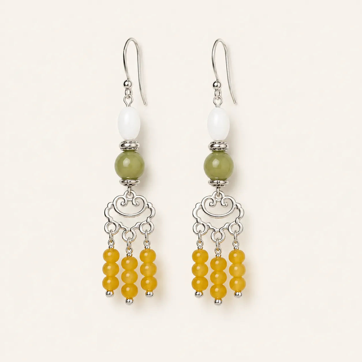 Agate Shell Tassel Earrings with agate and chalcedony