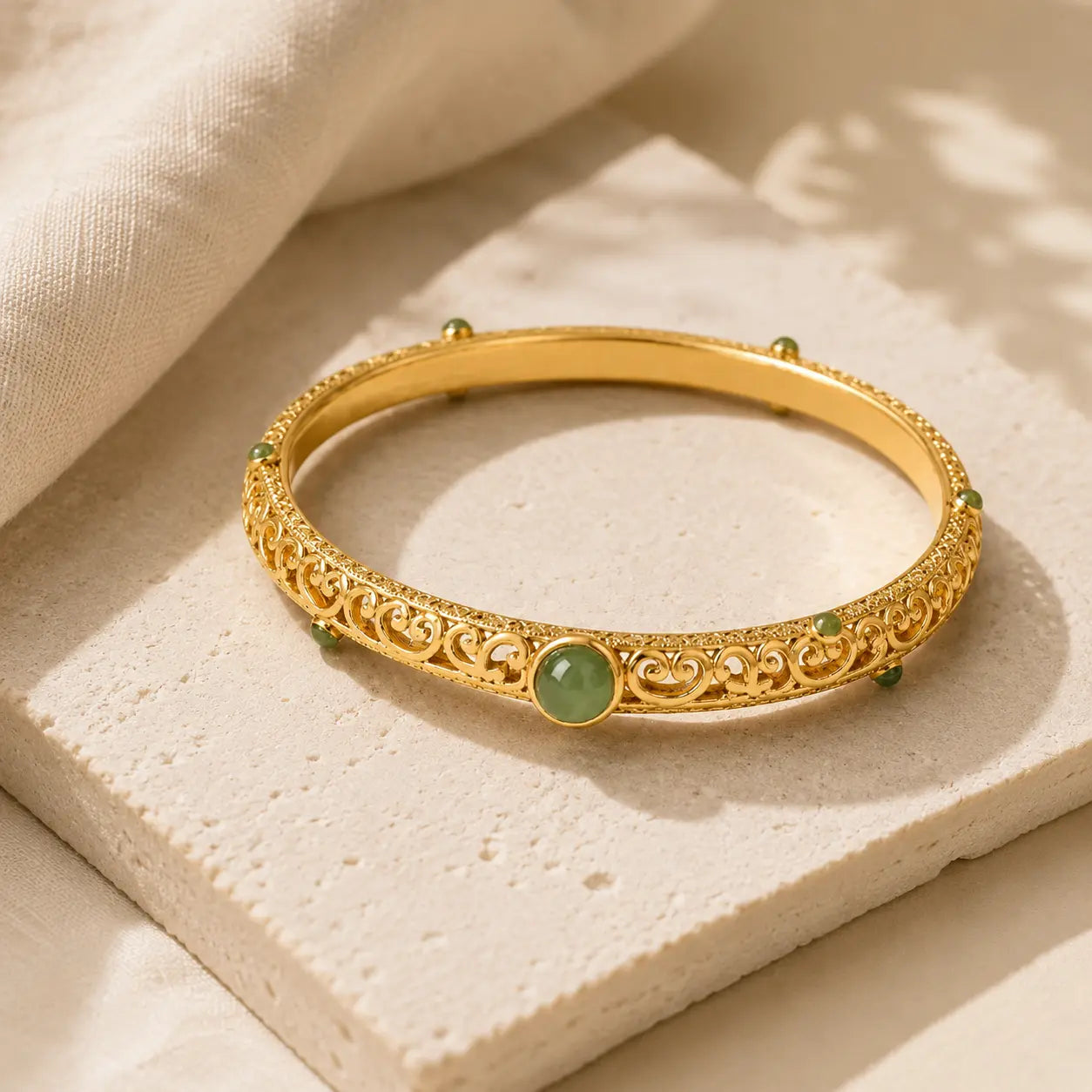 Auspicious Cloud Jade Bracelet shown from another angle
