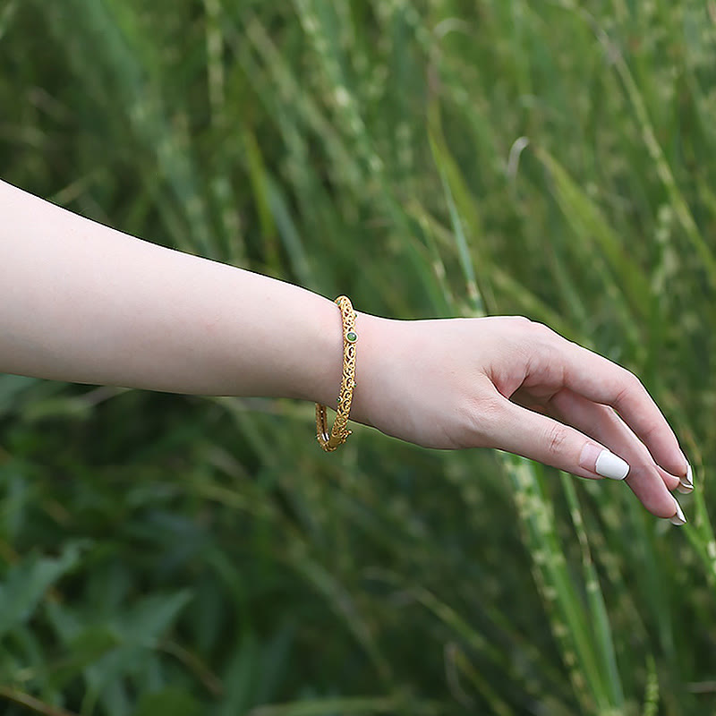 Lifestyle photo of Cyan Jade Bracelet in natural light – TheFuMaster