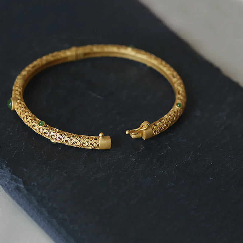 Open adjustable design of Cyan Jade Bracelet – TheFuMaster Energy Jewelry