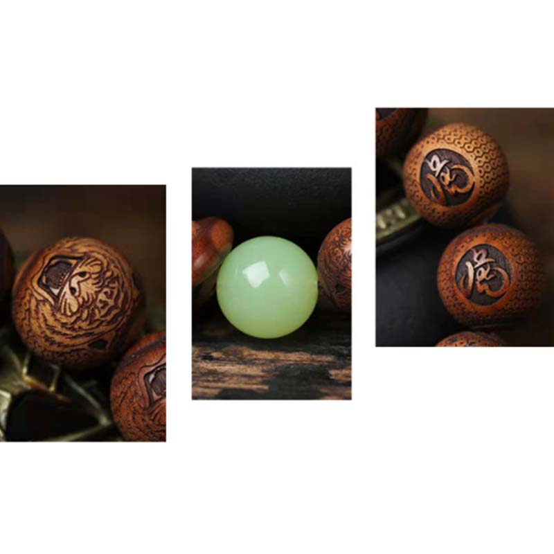 Sacred Tibetan Rosewood Hand Engraved Tiger Protection Bracelet