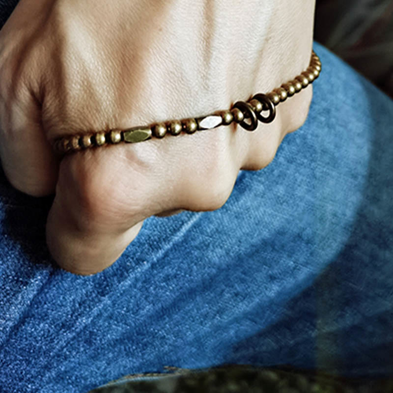 Copper brass bracelet worn on wrist, showing natural masculine energy style – TheFuMaster