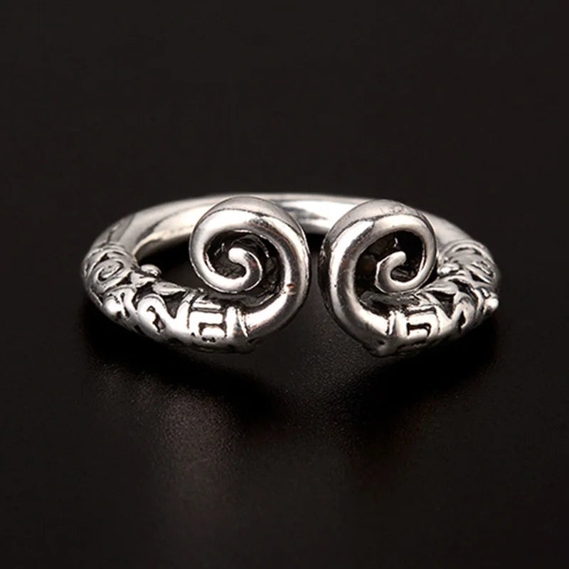 Black Myth Wukong Retro Punk Gothic Ring displayed on black background